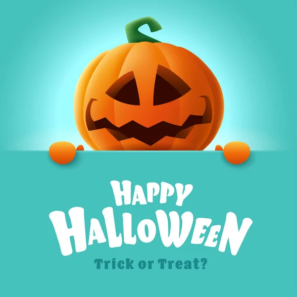 Šťastný Halloween Ilustrace Roztomilé Jack Lucerna Oranžová Dýně Charakter Velkým — Stockový vektor