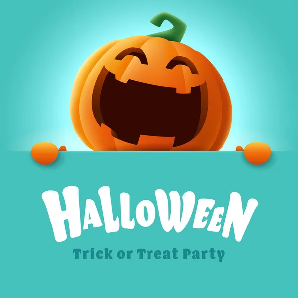 Šťastný Halloween Ilustrace Roztomilé Jack Lucerna Oranžová Dýně Charakter Velkým — Stockový vektor