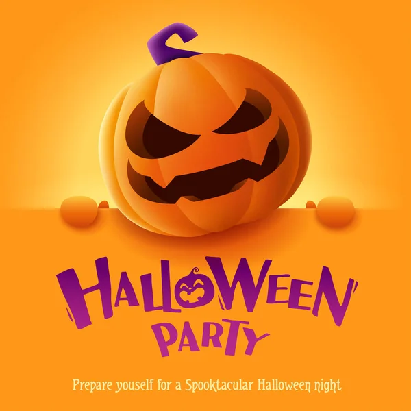 Halloween Party Illustration Des Niedlichen Jack Lantern Orangefarbenen Kürbis Charakter — Stockvektor