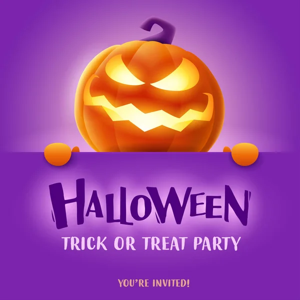 Boldog Halloweent Illusztráció Aranyos Izzó Jack Lámpás Narancs Tök Karakter — Stock Vector