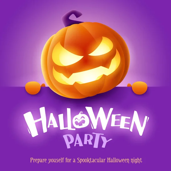 Halloween Party Ilustrace Roztomilé Zářící Jack Lucerna Oranžová Dýně Charakter — Stockový vektor