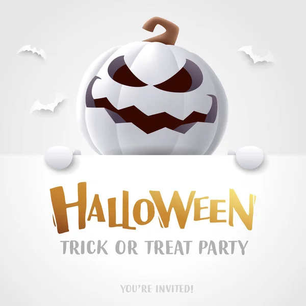 Fijne Halloween Illustratie Van Leuke Jack Lantaarn Witte Pompoen Karakter — Stockvector