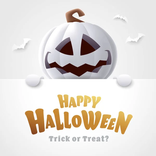 Šťastný Halloween Ilustrace Roztomilé Jack Lucerna Bílá Dýně Charakter Velkým — Stockový vektor