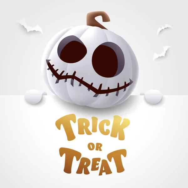 Trick Treat Illustration Personnage Mignon Citrouille Blanche Jack Lantern Avec — Image vectorielle