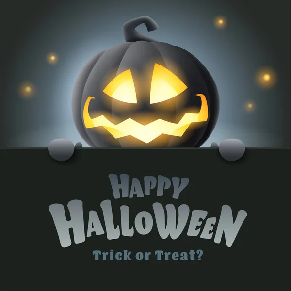 Joyeux Halloween Illustration Mignon Personnage Citrouille Noir Jack Lantern Lumineux — Image vectorielle