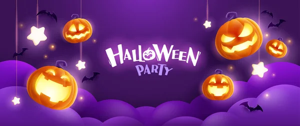Boldog Halloweent Csoport Illusztráció Izzó Tök Treat Trick Fantasy Fun — Stock Vector