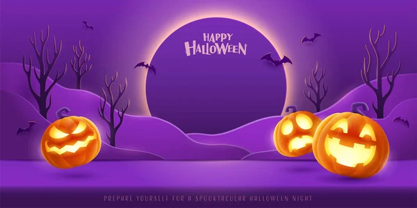 Wesołego Halloween Halloween Fantasy Fioletowy Motyw Papier Graficzny Chmura Scena — Wektor stockowy