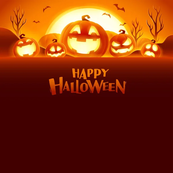 Fijne Halloween Jack Lantaarn Feestje Halloween Pompoen Pleister Het Maanlicht — Stockvector