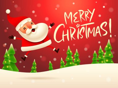 Kar sahnesinde Noel Baba sevinçle zıplıyor