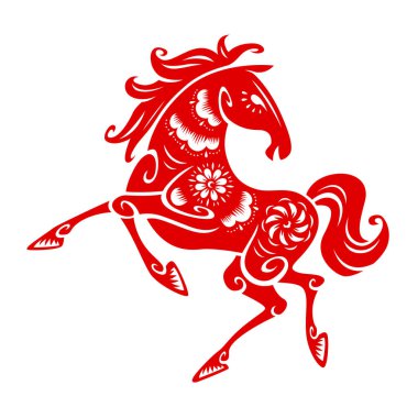 Çin Geleneksel Kağıt Kesimi Sanat Şablonu At Sembolü