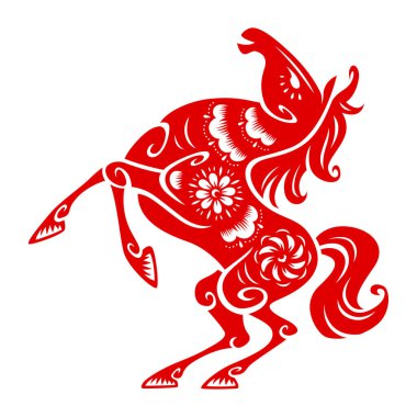 Çin Geleneksel Kağıt Kesimi Sanat Şablonu At Sembolü