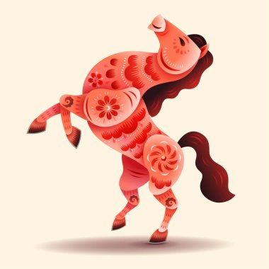 Çiçek desenli Altın At Sembolünün Çin doğulu kağıt kesimi sanatı