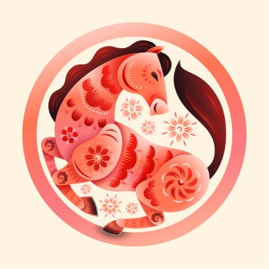 Çiçek desenli Altın At Sembolünün Çin doğulu kağıt kesimi sanatı