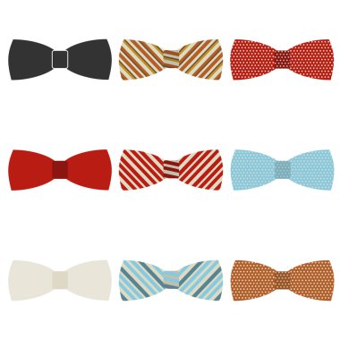 Papyon, beyaz arka planda izole edilmiş papyonlar. Vektör, karikatür çizimi. Vektör.