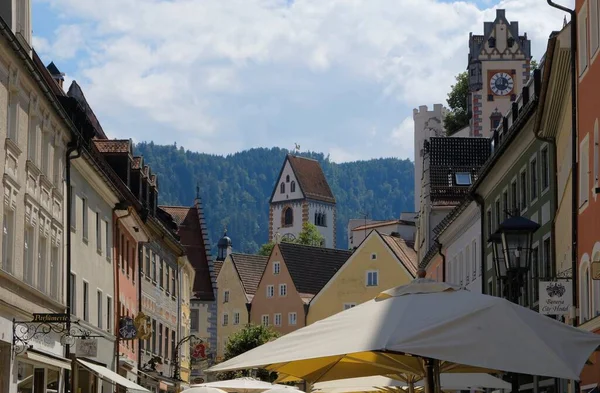 Historic Fairy Tale Street Village Fussen Germany Lockdown Because Coronavirus — Stock Photo, Image