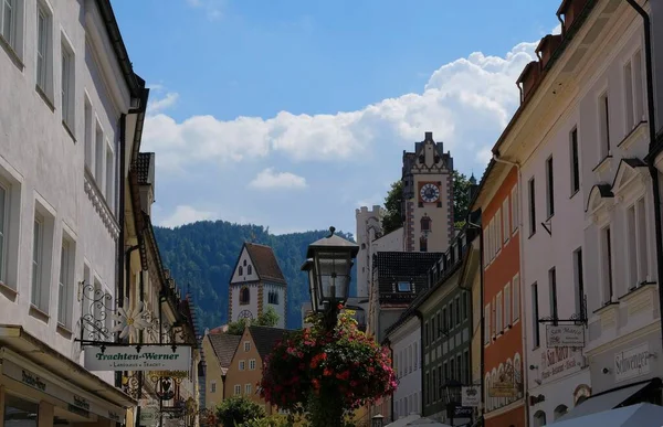 Historic Fairy Tale Street Village Fussen Germany Lockdown Because Coronavirus — Stock Photo, Image