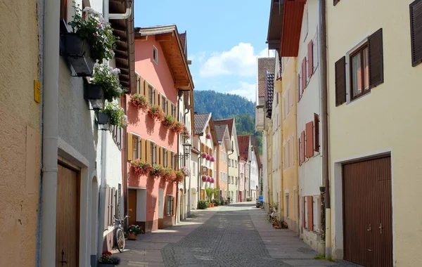 Historic Fairy Tale Street Village Fussen Germany Lockdown Because Coronavirus — Stock Photo, Image