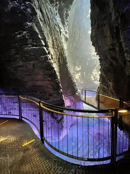 Colorfull Waterfall Cave Cascate Del Varone Riva Del Garda Italy — Stock Photo, Image