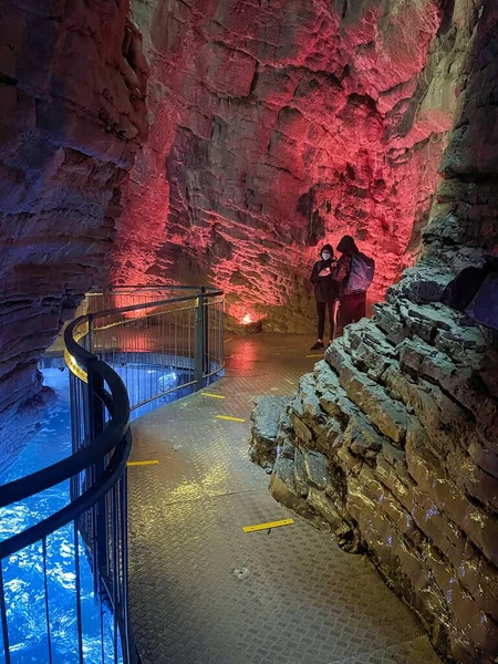 Colorfull Waterfall Cave Cascate Del Varone Riva Del Garda Italy — Stock Photo, Image