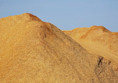 Woodchips talaş kazık mavi gökyüzü