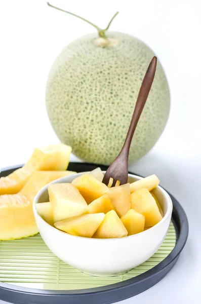 Skär cantaloupemelon — Stockfoto