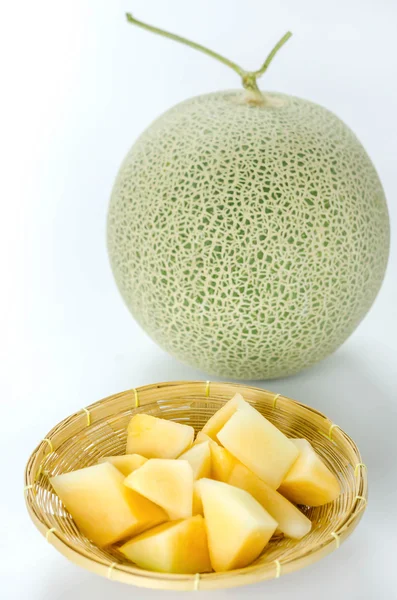 Skär cantaloupemelon — Stockfoto