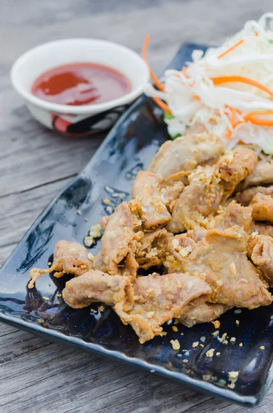 Pork chitterlings fried — Stock Photo, Image