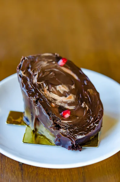 Schokoladen-Yule-Blockkuchen — Stockfoto