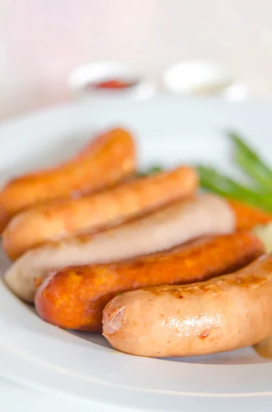 Mixed  sausage  on dish — Stock Photo, Image