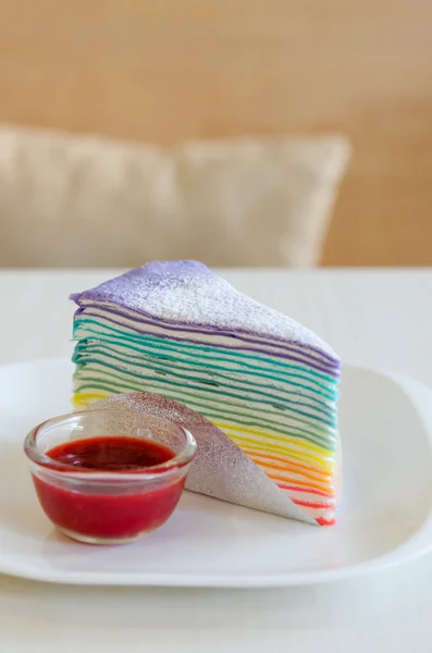 Rainbow crepe cake — Stock Photo, Image