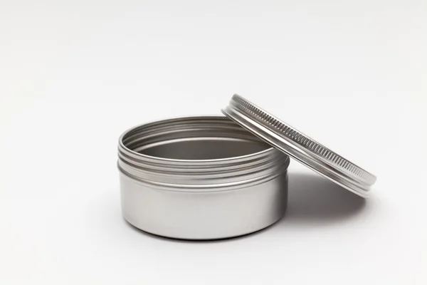 Zilveren metalen containers — Stockfoto