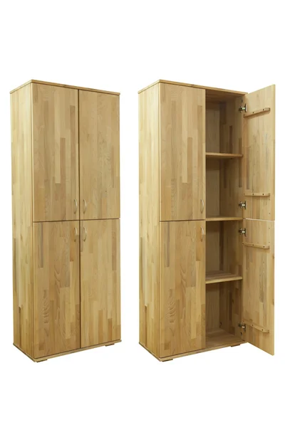 Drewniane szafy na białym tle — Zdjęcie stockowe