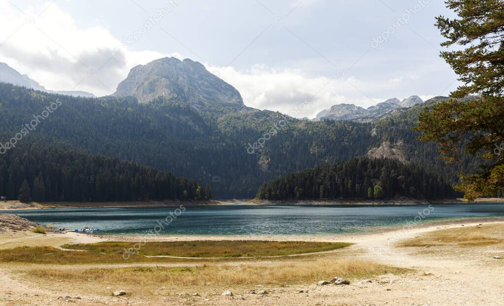 autmn mountain landscape with lake, Black Lake, Zabljak, Montenegro
