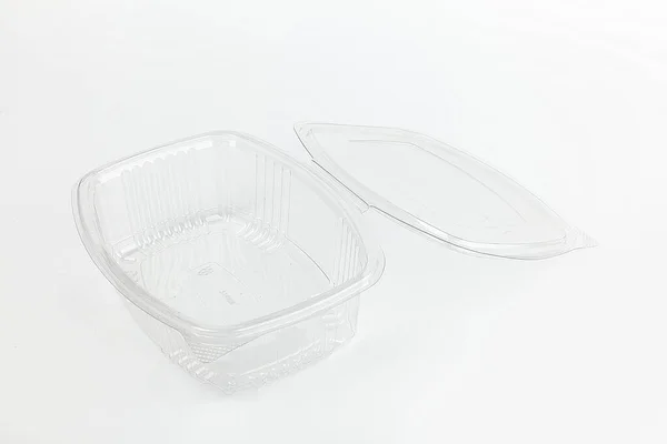 Recipiente Transparente Plástico Para Alimentos Aislado —  Fotos de Stock