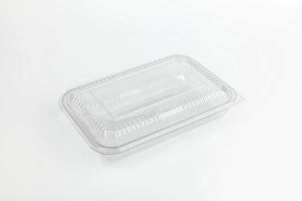 Recipiente Transparente Plástico Para Alimentos Isolado — Fotografia de Stock