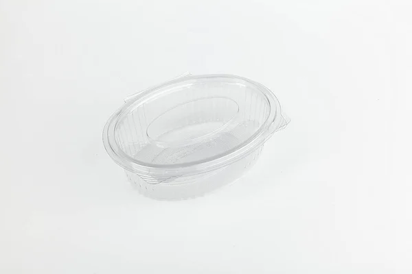 Recipiente Transparente Plástico Para Alimentos Isolado — Fotografia de Stock