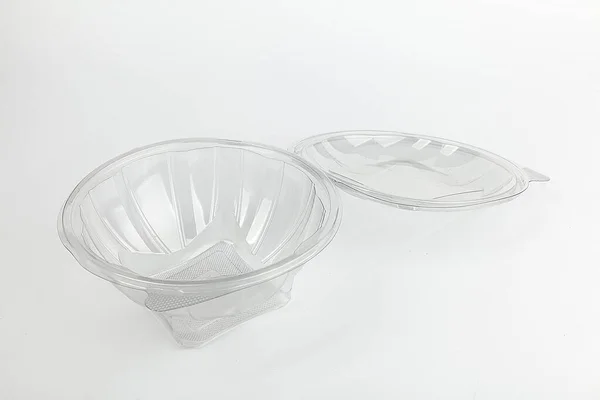 Recipiente Transparente Plástico Para Alimentos Isolado — Fotografia de Stock