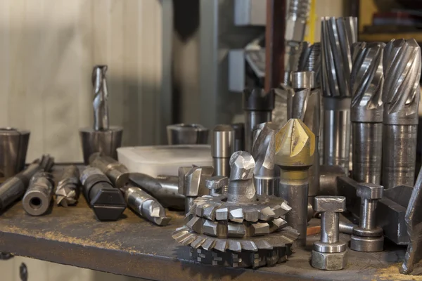 Metalworking tools on table — Stock Photo, Image