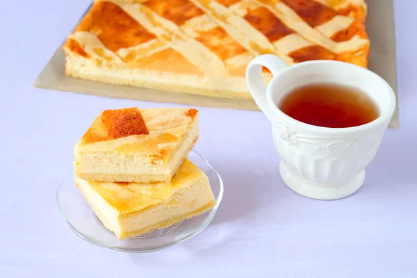Polish Cheese Cake Layered Lattice Pattern Krakow Style — Stock Photo, Image