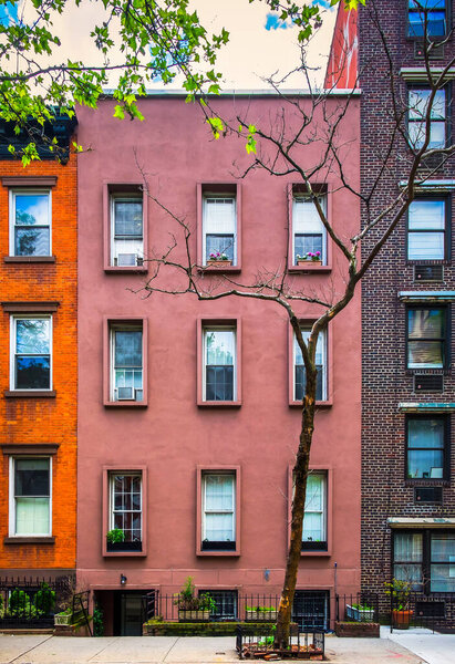 New York City, USA, May 2019, view of some red brick buildings in the Chelsea neighbourhood