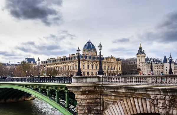 Párizs Franciaország 2020 Február Kilátás Szajna Folyón Átívelő Notre Dame — Stock Fotó