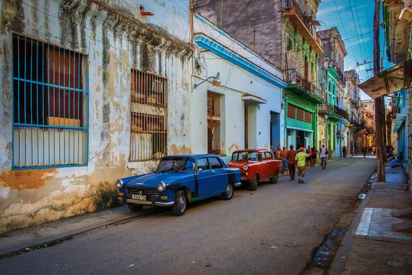 Havanna Kuba Juli 2019 Över Blå Peugeot 404 Bil Parkerad — Stockfoto