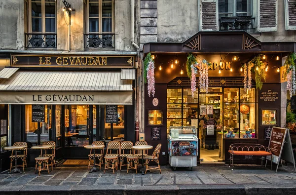 Paris França Fev 2020 Vista Das Fachadas Gevaudan Bar Brasserie — Fotografia de Stock