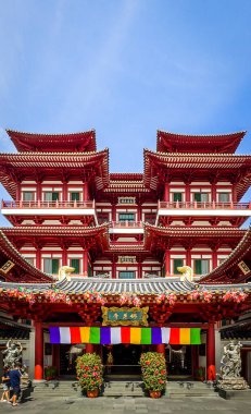 Kreta Ayer Bölgesi, Singapur, 6 Şubat 2024, Çin Mahallesi Güney Köprüsü Yolu 'ndaki Buda Dişi Kalıntısı Tapınağı manzarası