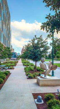 Teksas, ABD, 29 Mayıs 2024, Kongre Bulvarı, Austin 'de sokak sanatıyla dolu bir yaya manzarası