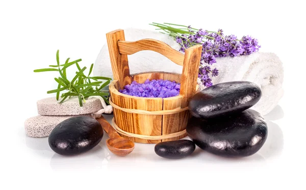 Spa still life with lavender salt — Stock Photo, Image