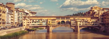 Eski Köprü retro tarzı ponte vecchio River arno