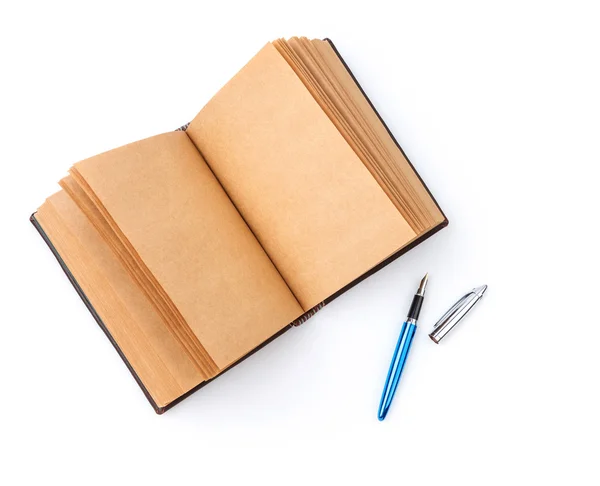 Open spread old book with blank page — Stock Photo, Image