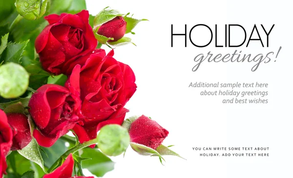 Manojo de rosas rojas tarjetas de felicitación —  Fotos de Stock
