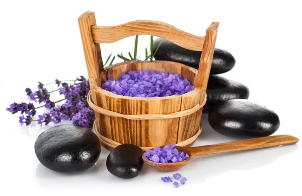 Spa still life with lavender salt — Stock Photo, Image